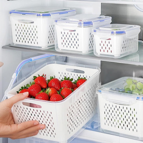 DharBnt three-pack fridge containers for organized produce with variable sizes