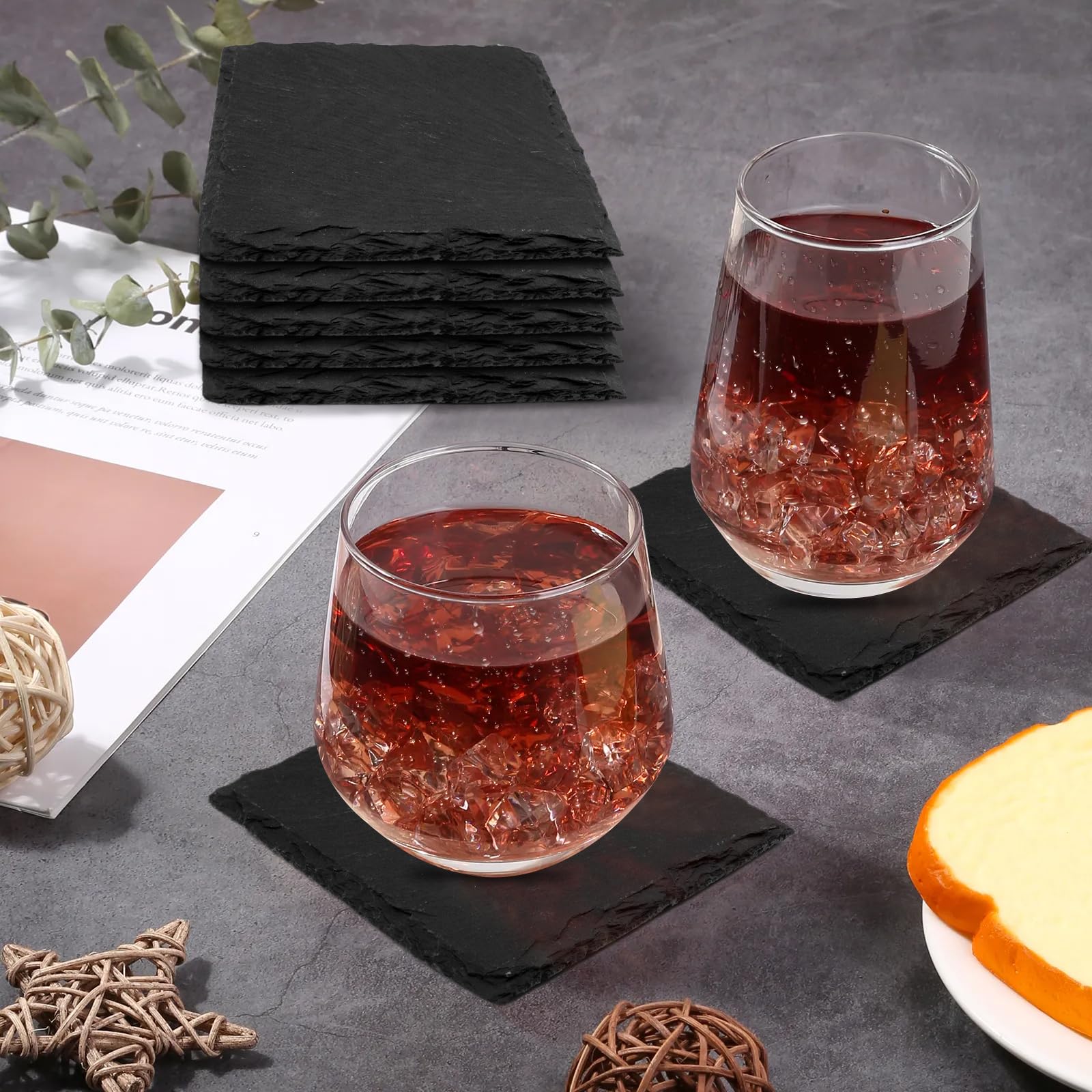 dhfsleo slate coaster bar setup demonstrates elegant, stackable design for entertaining guests