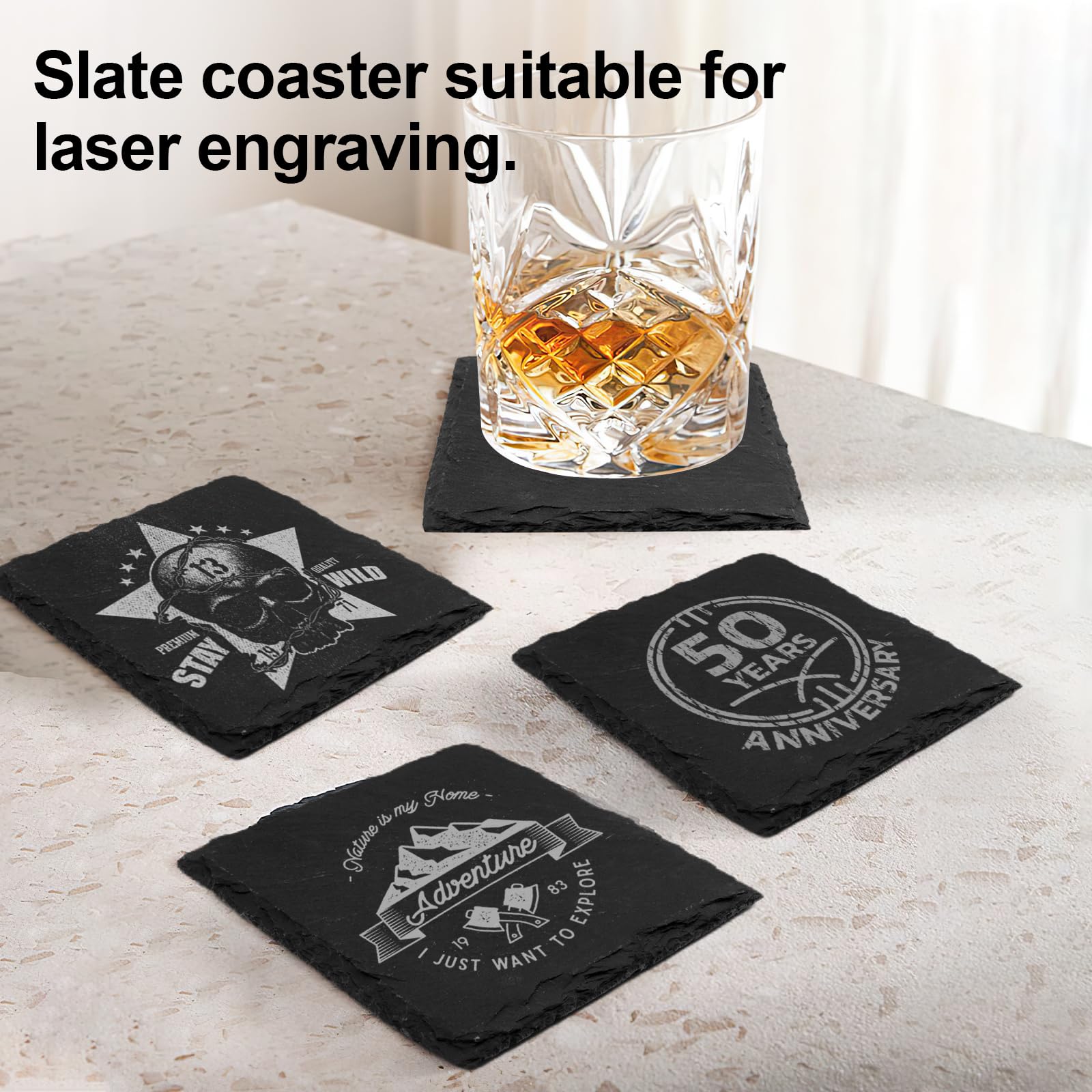 dhfsleo slate coaster close-up edge reveals smooth finish and natural texture
