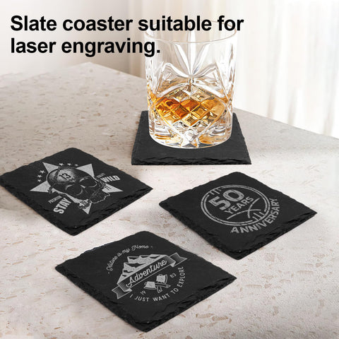 dhfsleo slate coaster close-up edge reveals smooth finish and natural texture