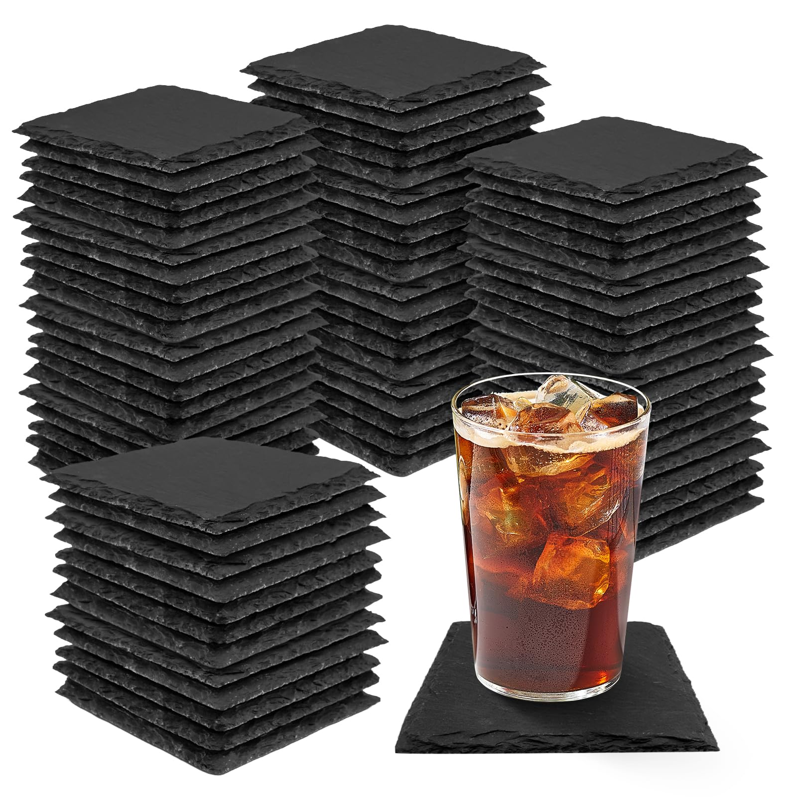 dhfsleo slate coaster top view highlights natural stone texture and 4x4 inch size
