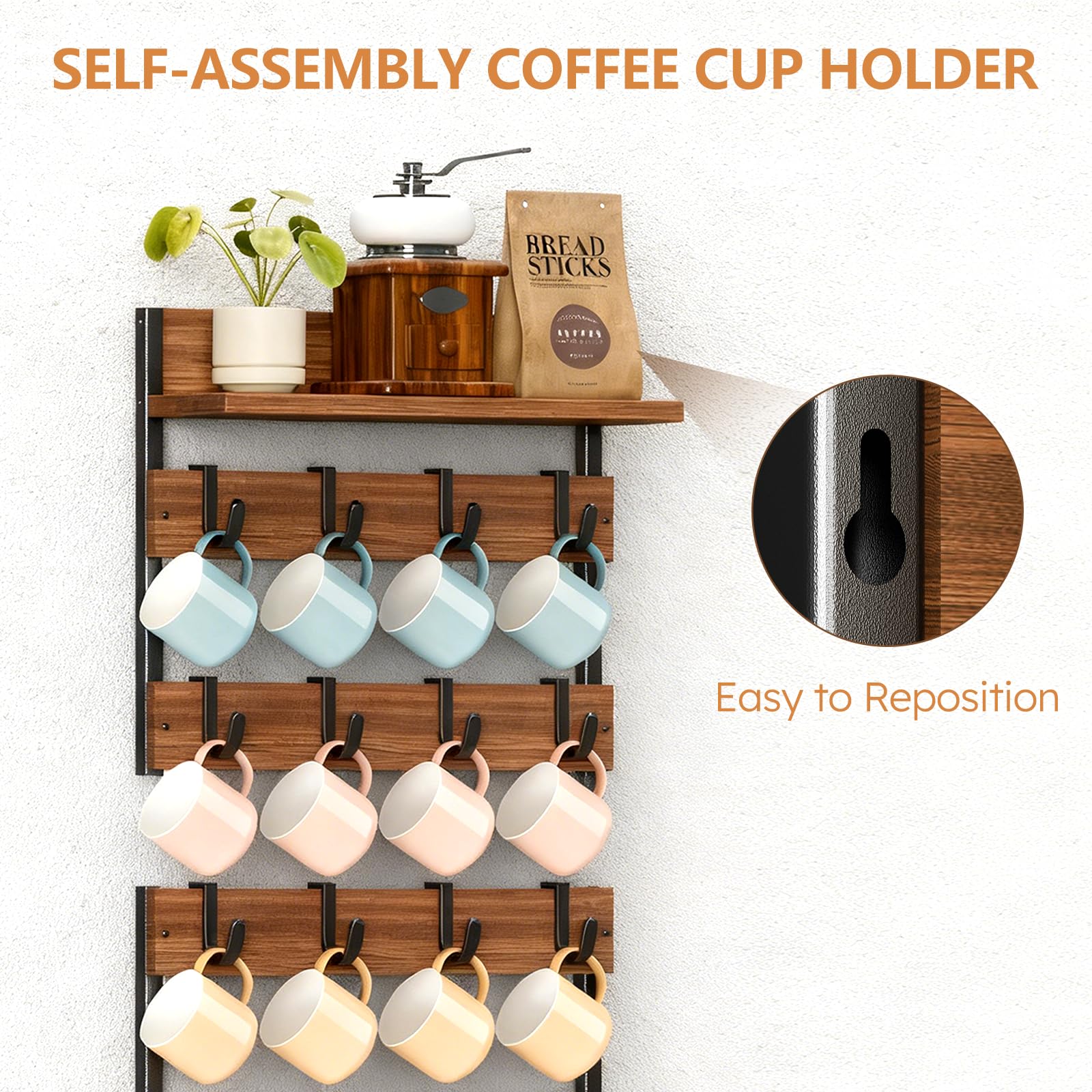 Dhmkfly open top shelf stores beans, sugar jars, or tea tins