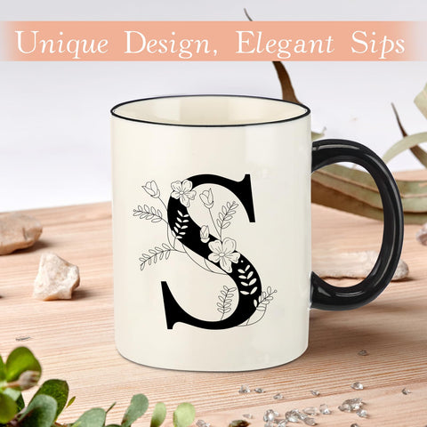 DHQH initial S mug features a classic letter design for personalized gifting.
