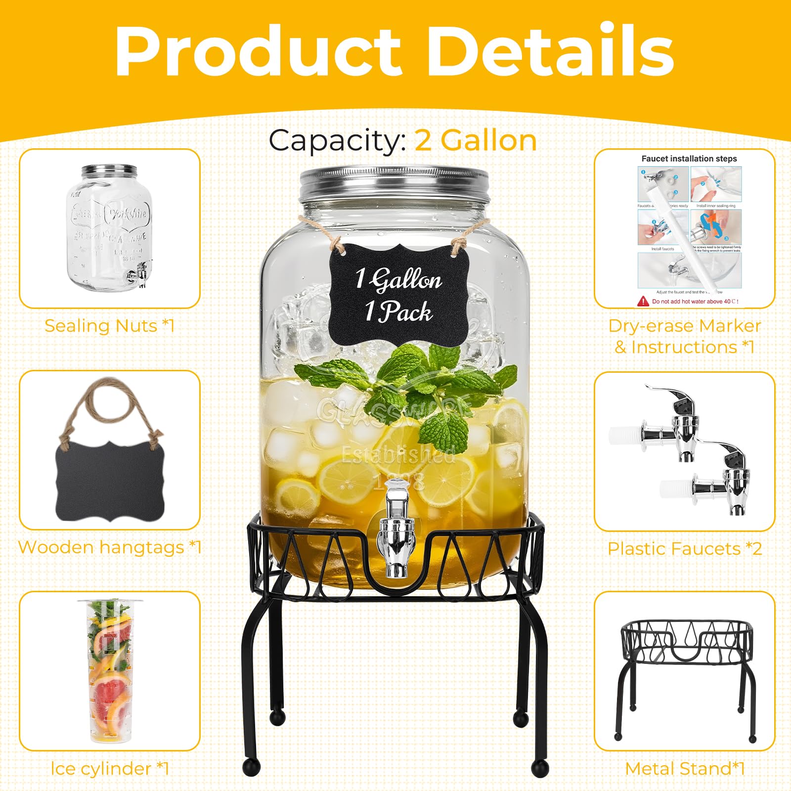 DHSBTLS clear dispenser with spigot for easy self‑serve beverages