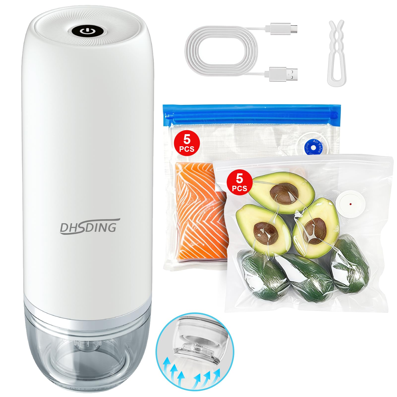 DHSDING handheld vacuum sealer in compact design for quick on-the-go sealing.