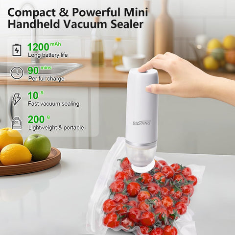 DHSDING USB rechargeable battery enables cordless sealing anywhere.