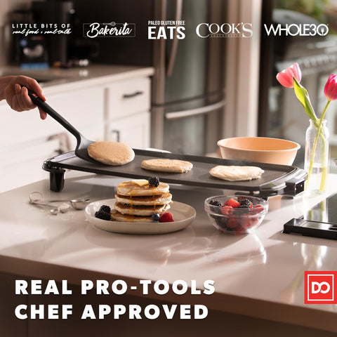 Ergonomic grip and stainless steel core provide balanced control while cooking