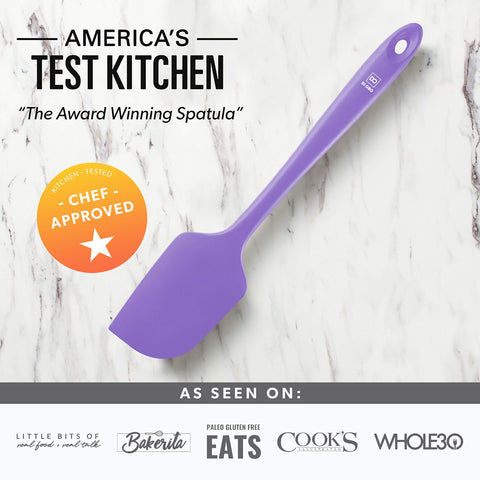 DI ORO Living lavender spatula scraping bowl after batter mixing