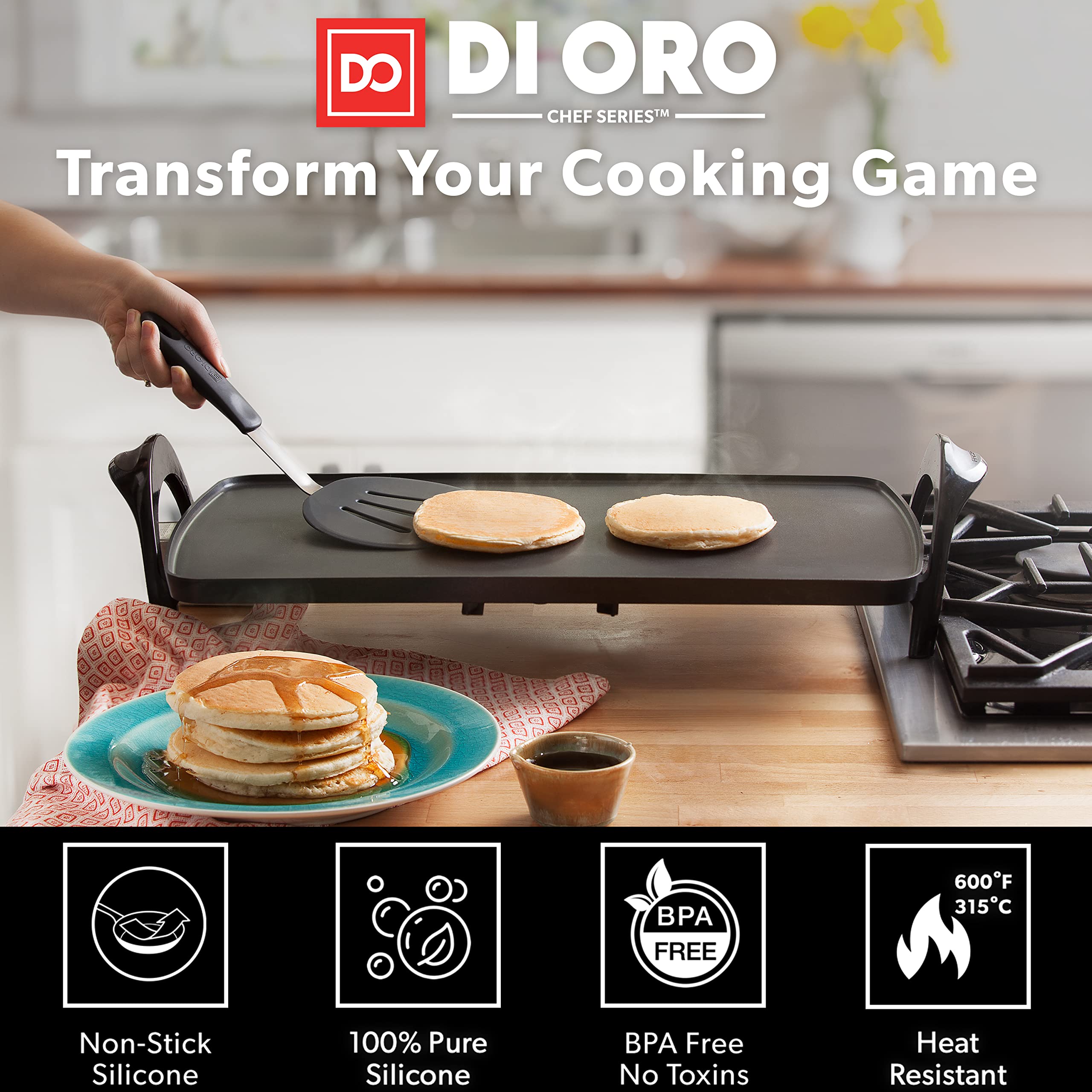 DI ORO Living Delicate Food Flip Spatula enables gentle lifting of fragile foods