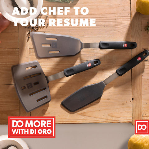 DI ORO Living heat-resistance up to 600°F feature near hot pan in action