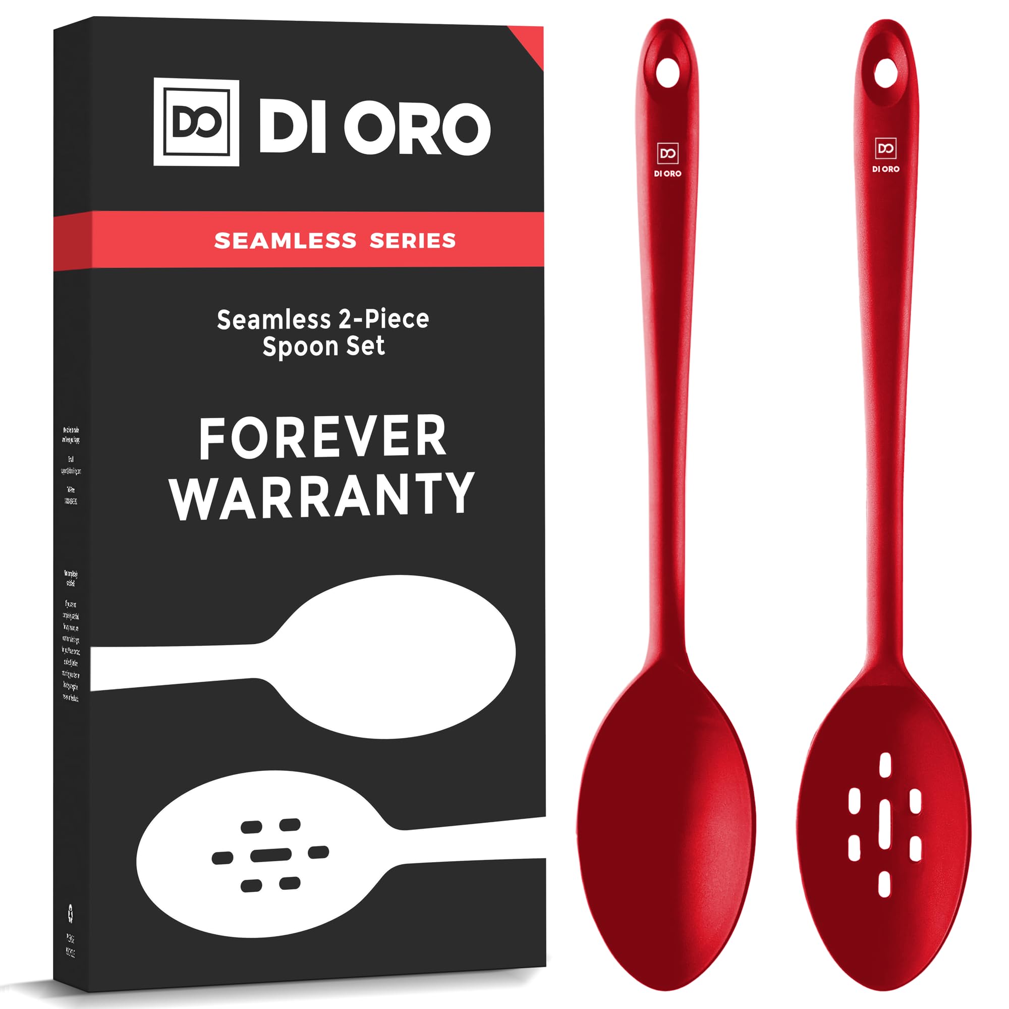 di Oro Living DIORO solid silicone spoon in red, safe for non-stick cookware