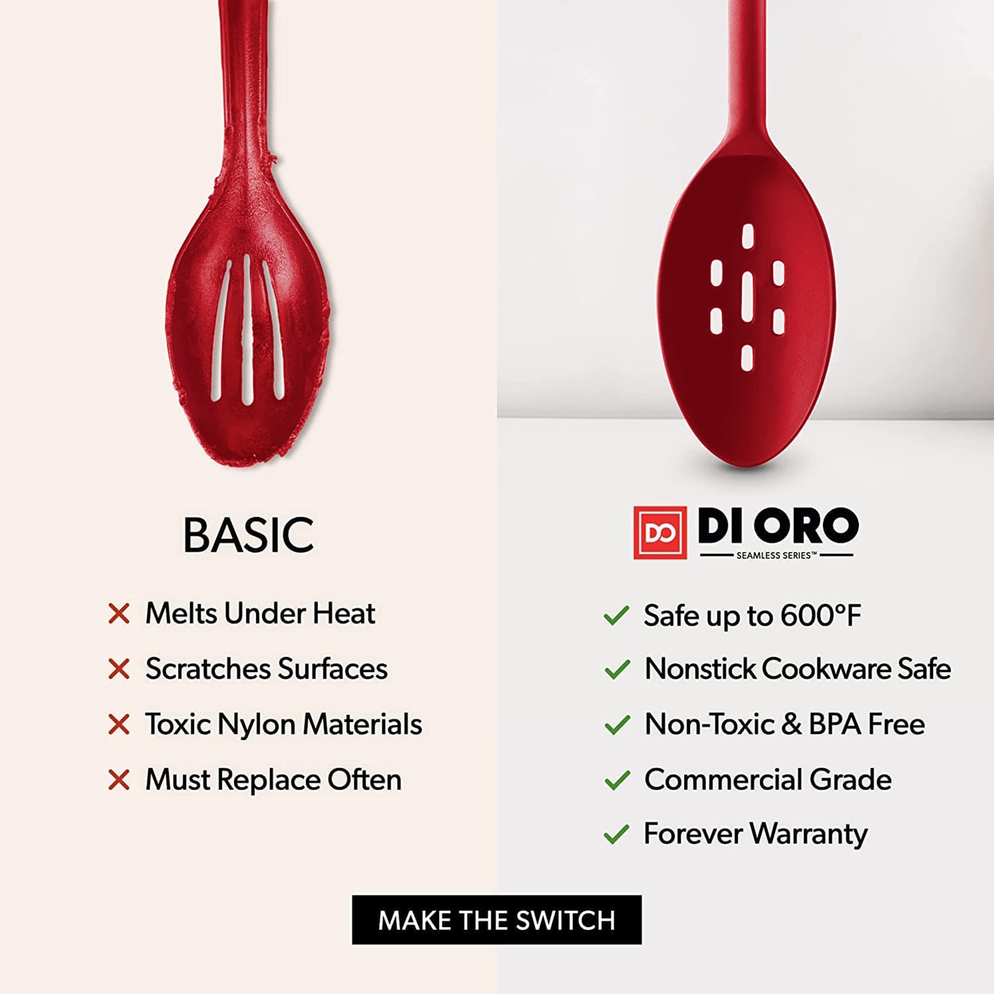 di Oro Living DIORO slotted spoon serving vegetables without scratching pans