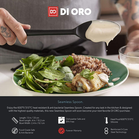 DI ORO Living nonstick-safe spoon won't scratch cookware.