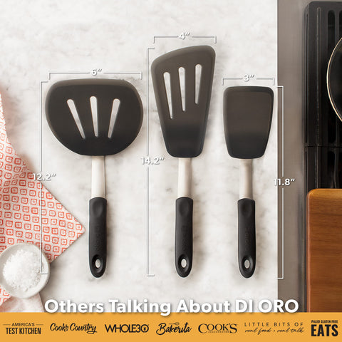 DI ORO Living Easy Clean Spatula is ready for quick cleanup, dishwasher safe