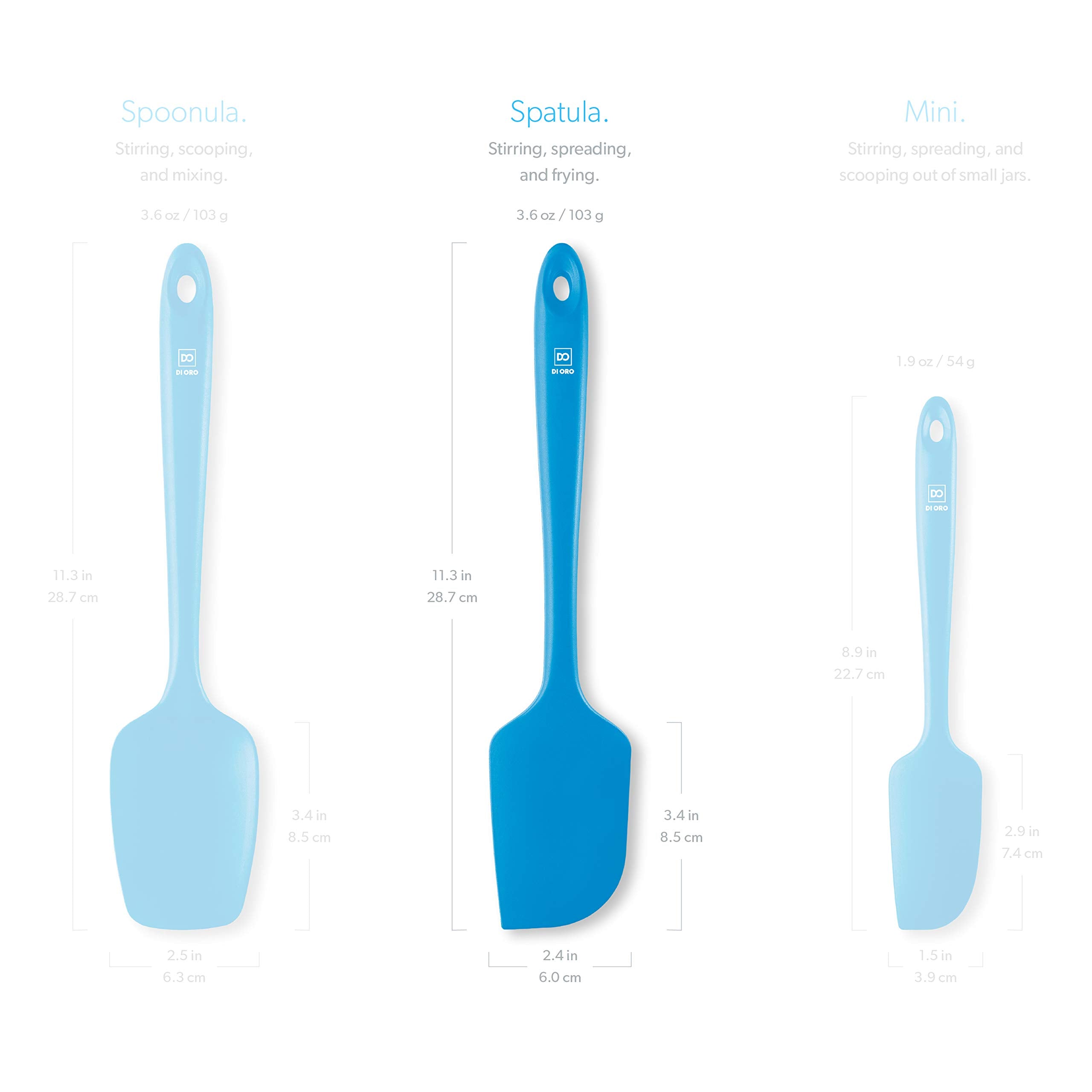 DI ORO ergonomic stainless-core spatula offers comfortable stirring and scraping.