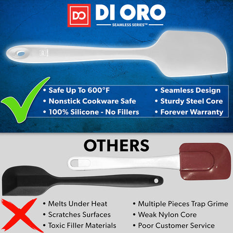 DI ORO Living heat-resistance up to 600°F lets you stir hot sauces safely.