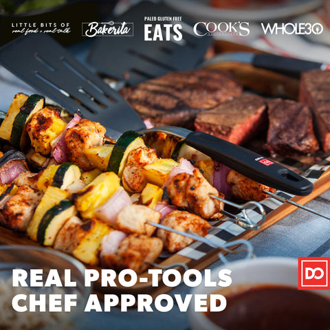DI ORO Living 600°F heat-resistant spatula handling high heat while cooking.