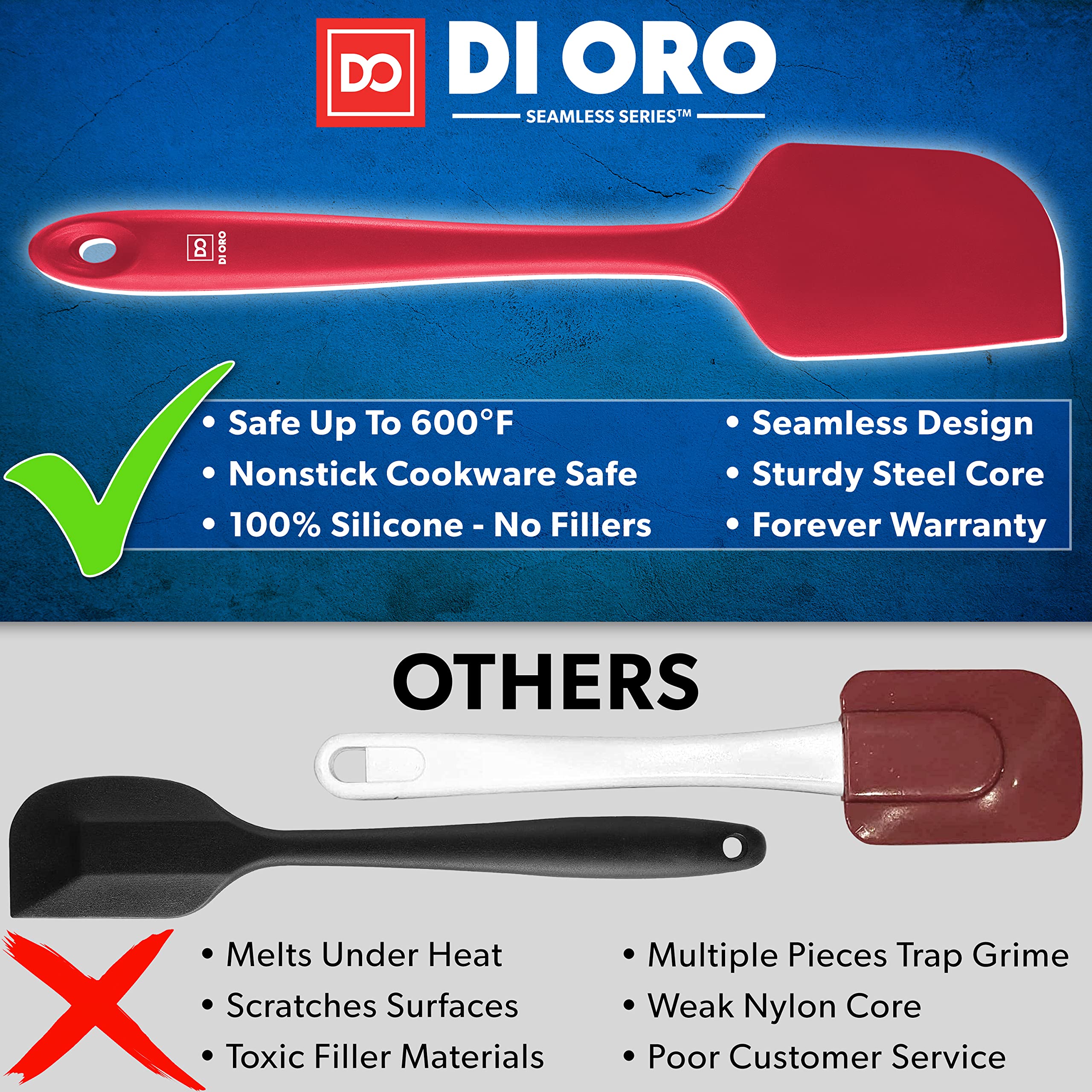 DI ORO Living spatula with S-Core handle for strong, durable performance in busy kitchens