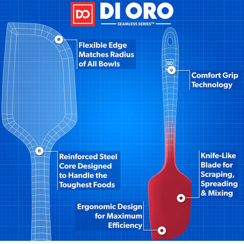 DI ORO Living spatula soft-grip satin finish provides secure handling when wet