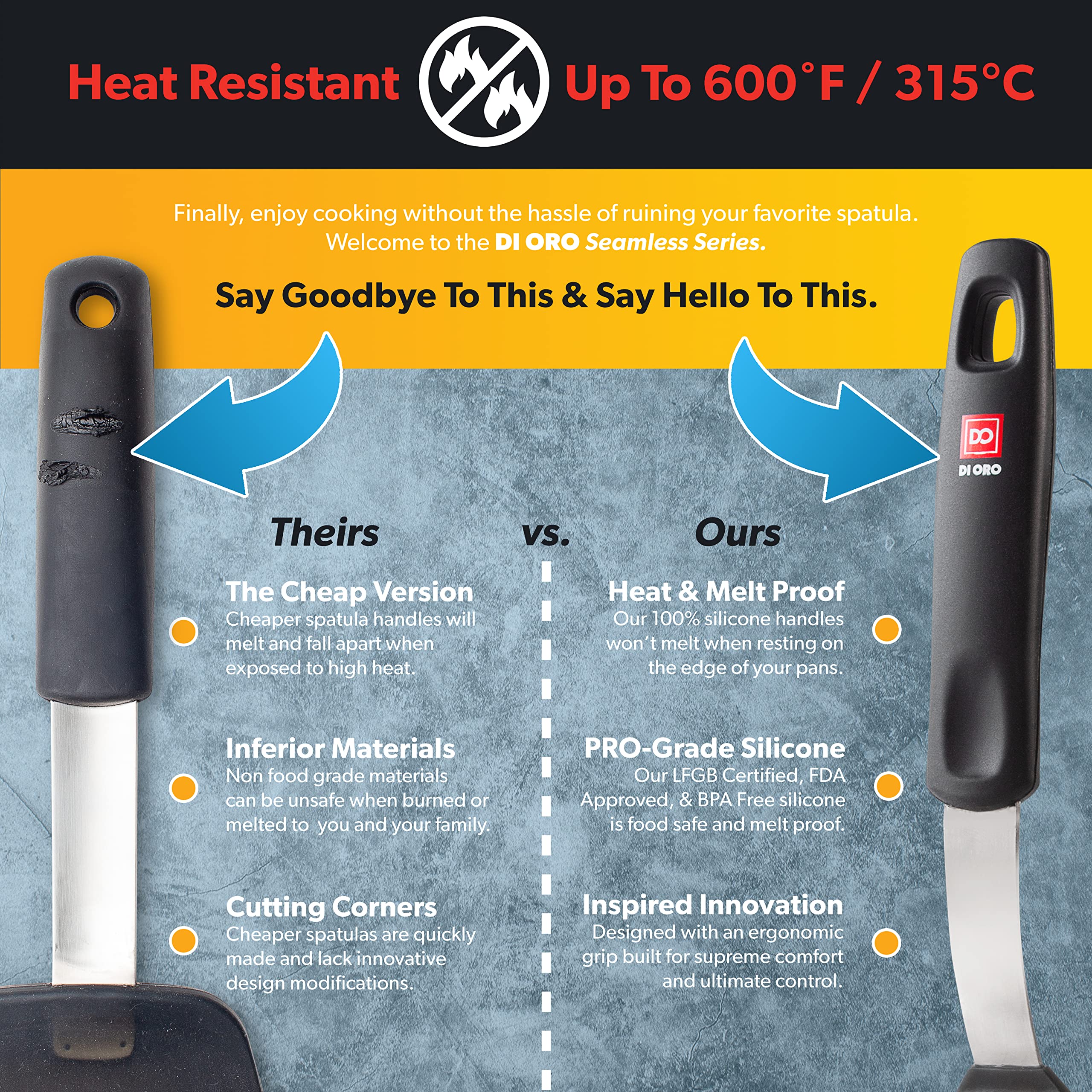 DI ORO Living LFGB-certified spatula for safe everyday cooking