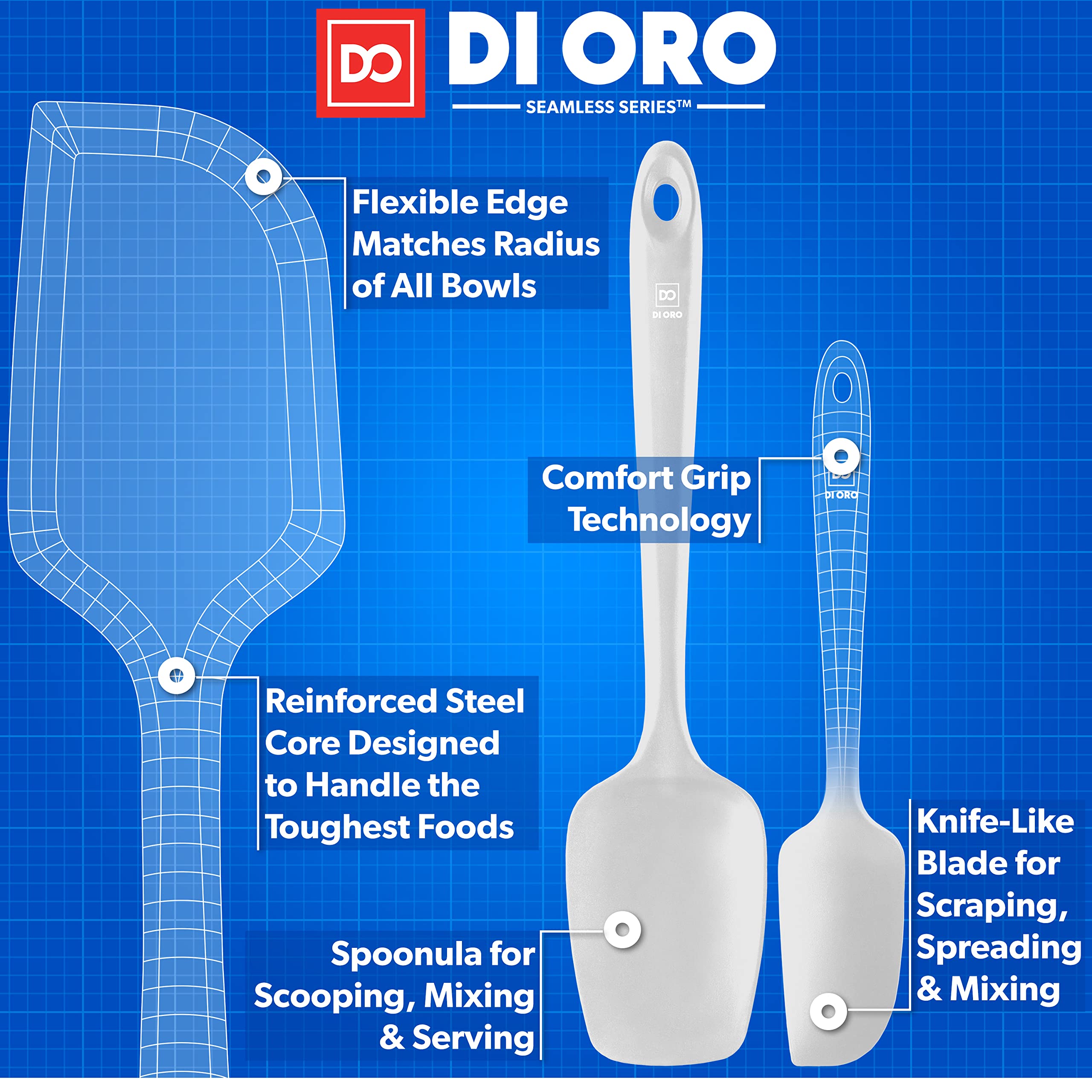 DI ORO Living nonstick-safe spatulas protect your cookware while cooking.