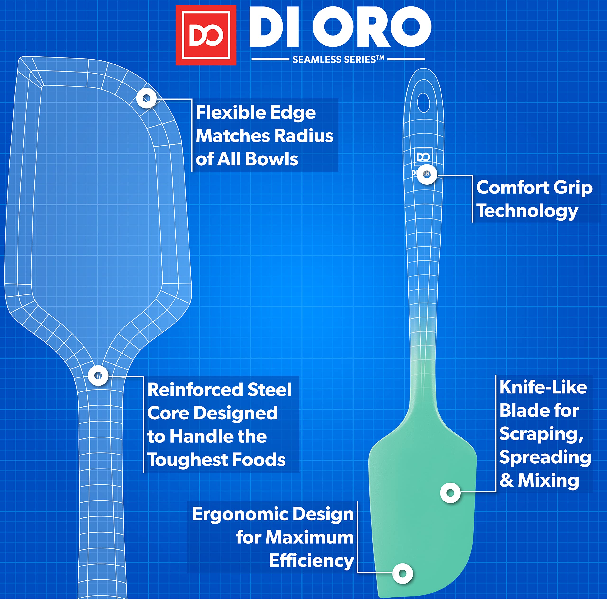 DI ORO Living spatula with S-core stainless steel support for durability.