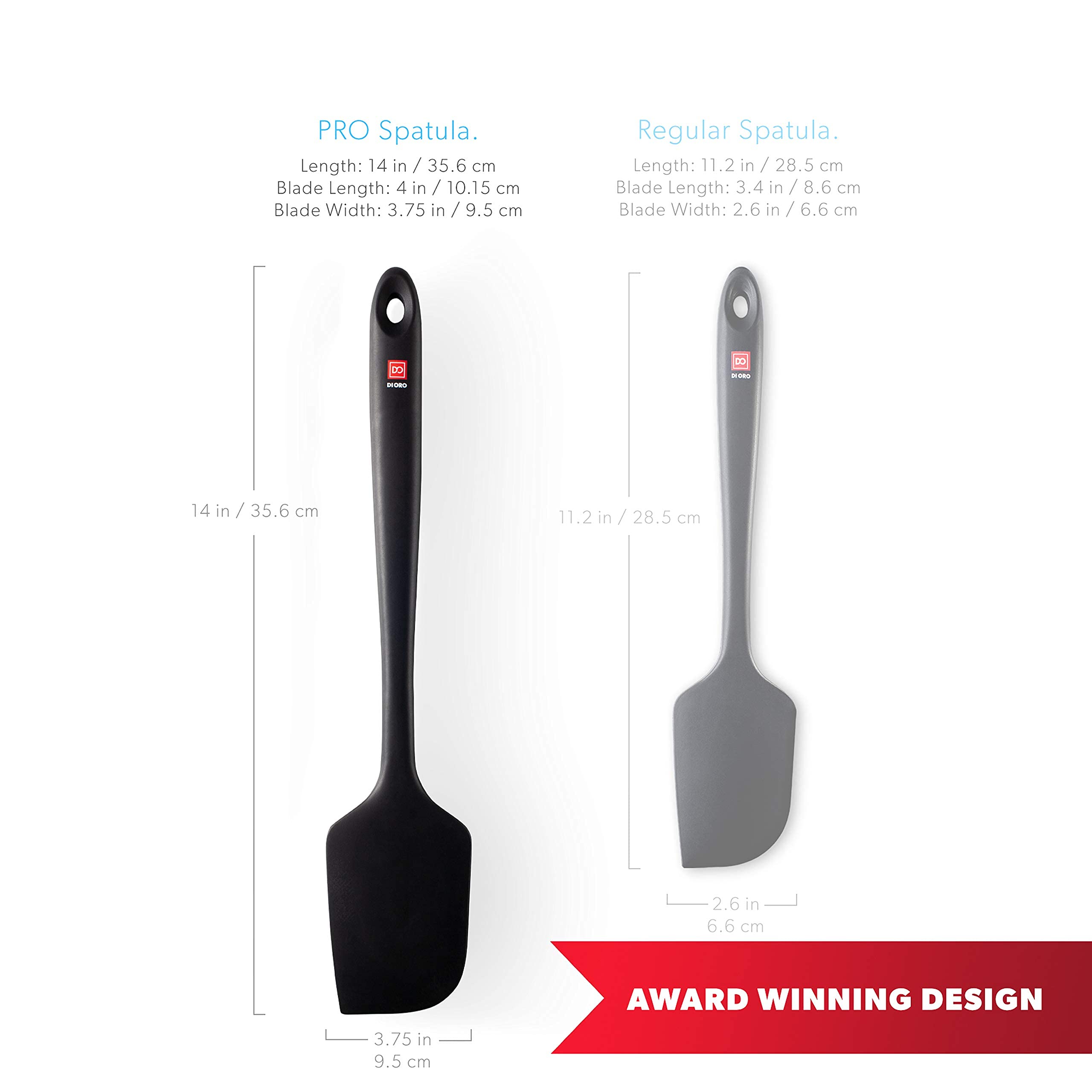 DI ORO Living Seamless Pro 14in spatula, dishwasher safe for quick cleanup.
