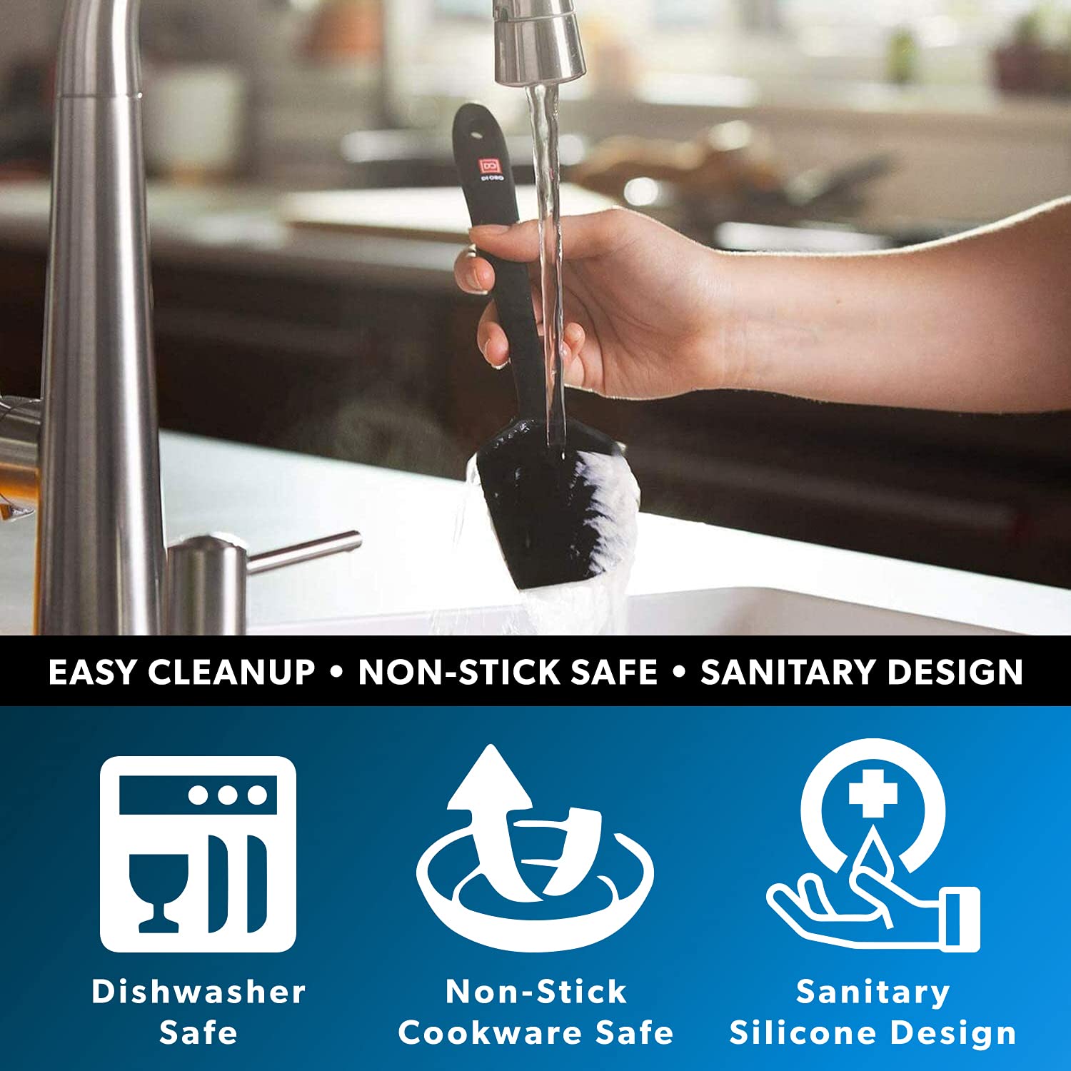 DI ORO Living Seamless Pro 14in spatula, ergonomic handle grip for controlled scraping.