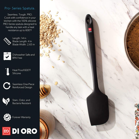 DI ORO Living Seamless Pro 14in spatula, nonstick-friendly care, easy to clean.