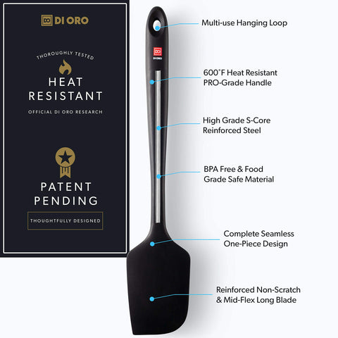 DI ORO Living Seamless Pro 14in spatula, reinforced core for strong, flexible performance.