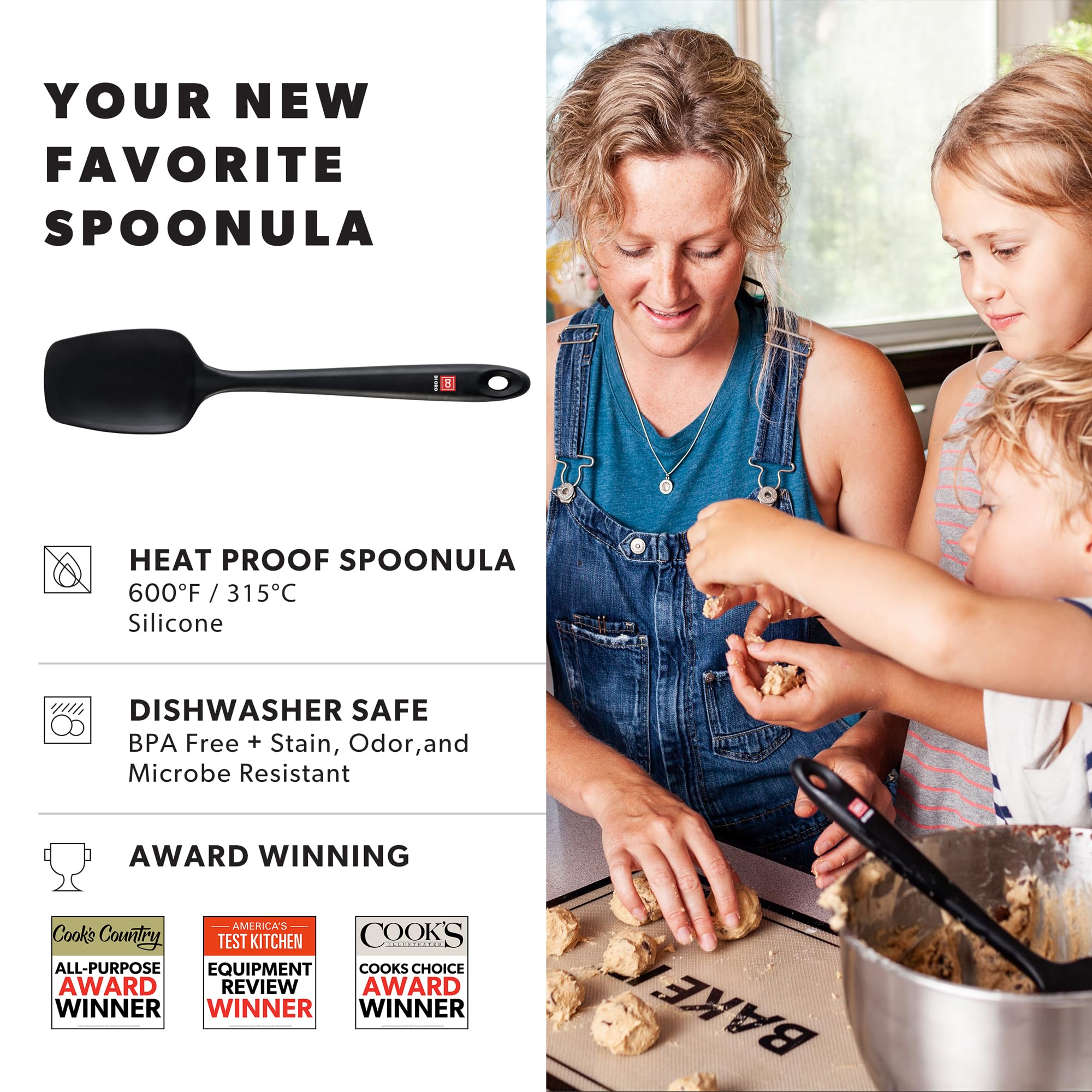 Di Oro Living Spoonula shown in dishwasher-safe design for easy cleanup