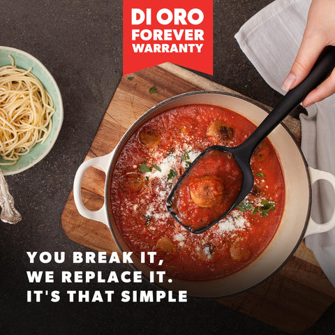 Versatile DI ORO spoonula for mixing and scraping batters