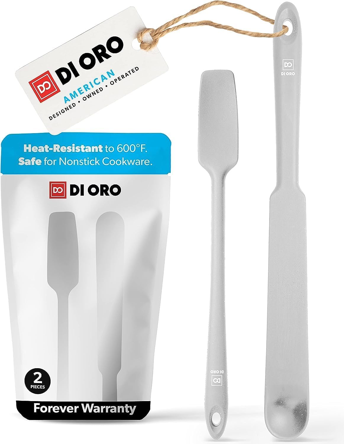 Di Oro Living silicone blender spatula set stone 2pc clears jars with ease
