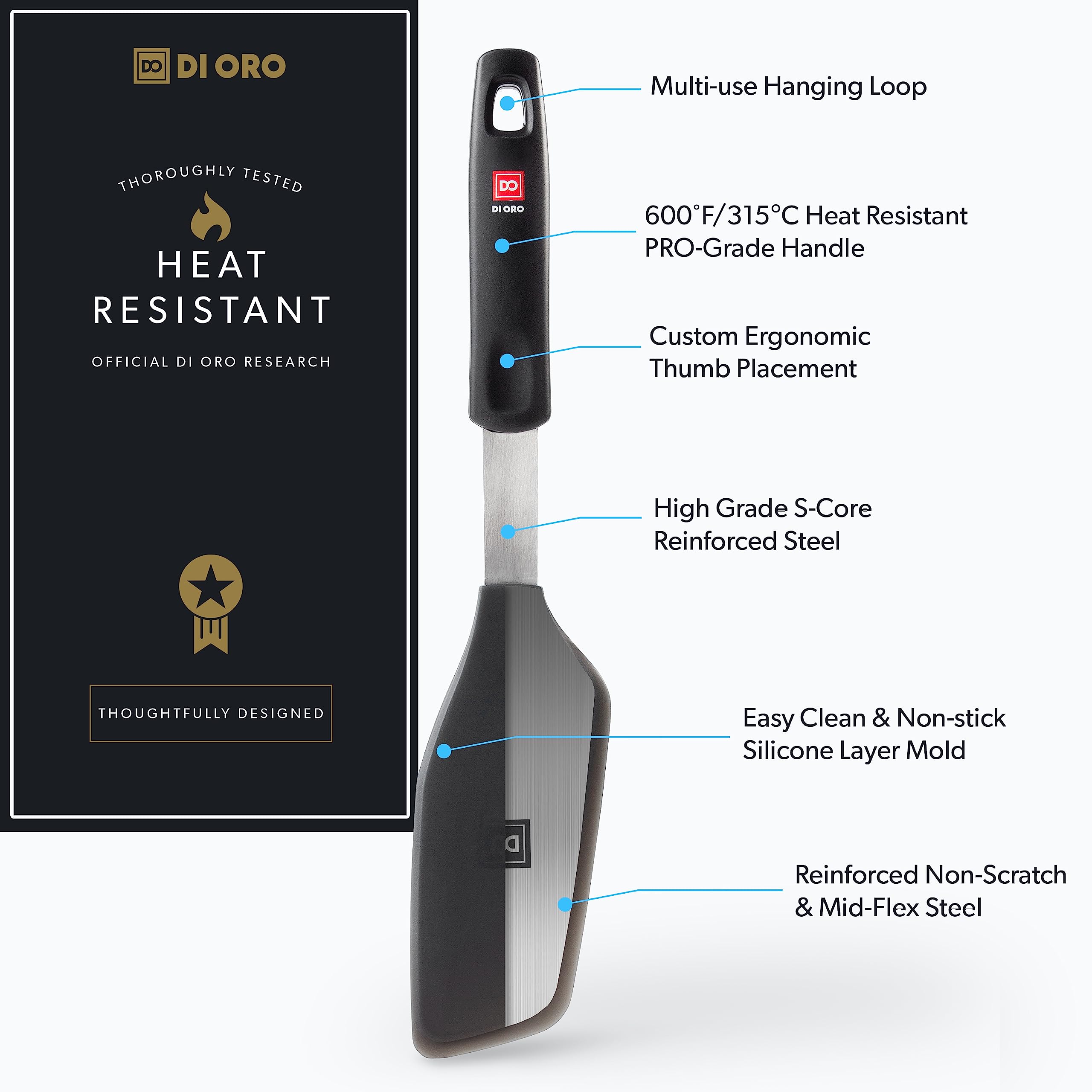 DI ORO Living silicone egg spatula flex, ideal for delicate omelets and crepes