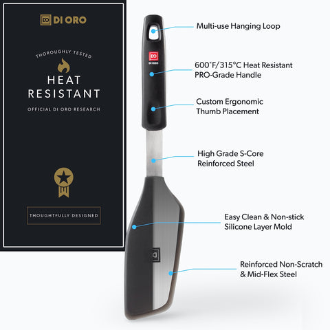 DI ORO Living silicone egg spatula flex, ideal for delicate omelets and crepes