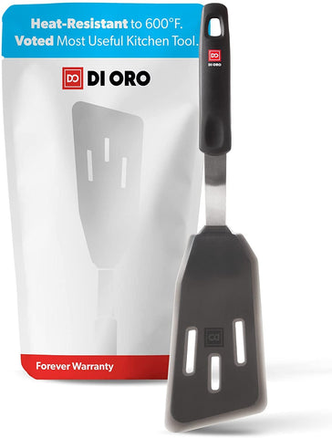 DI ORO Living silicone fish spatula with 600°F handle for high-heat cooking