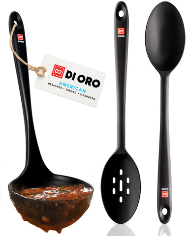 DI ORO Living silicone ladle with large bowl for soups