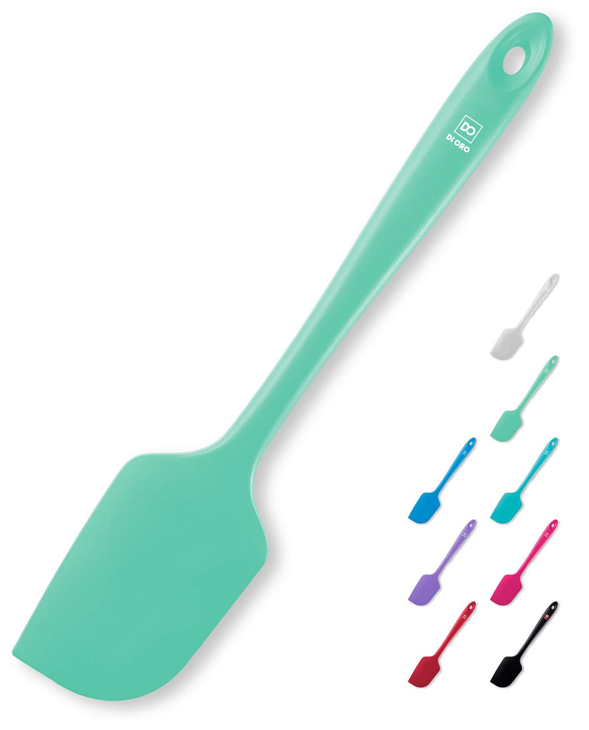 DI ORO Living mint silicone spatula for smooth mixing and scraping.