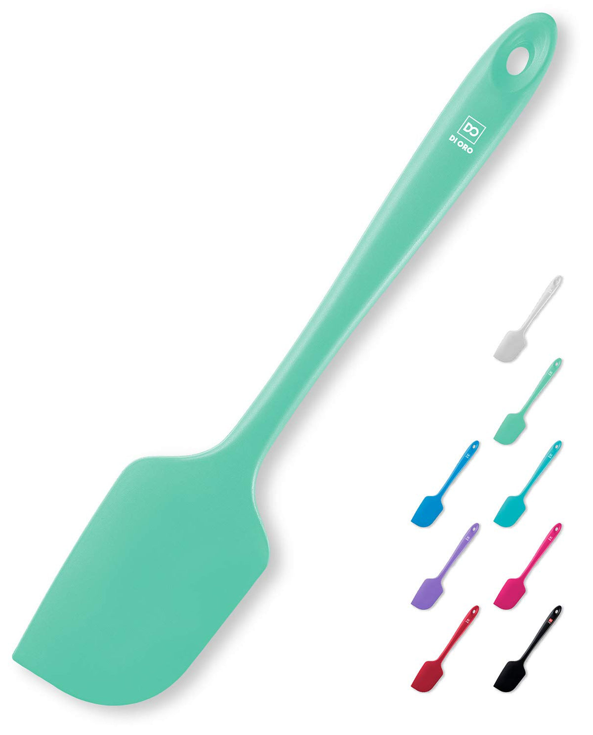 DI ORO Living mint silicone spatula for smooth mixing and scraping.