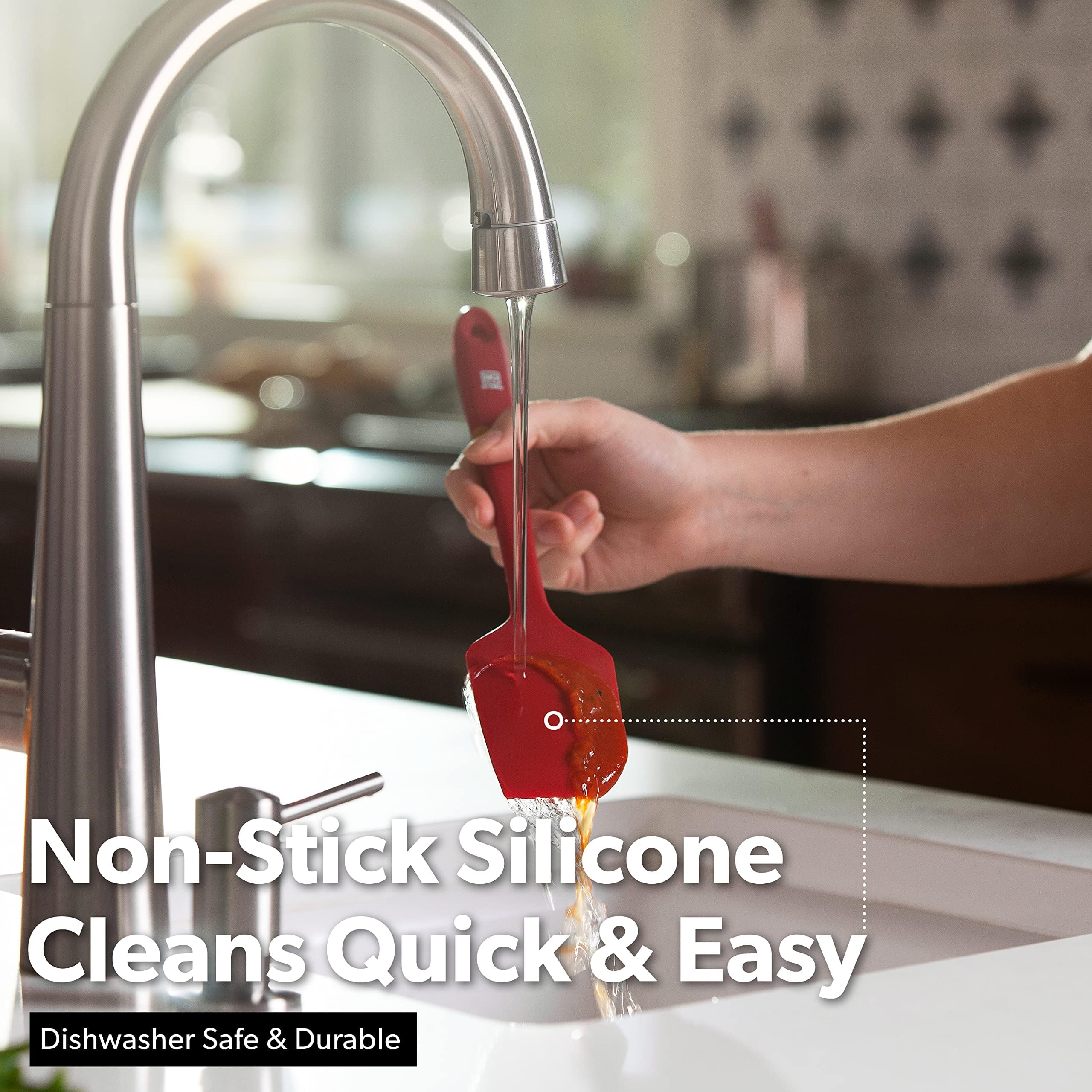 DI ORO utensils are BPA-free silicone protecting cookware surfaces.