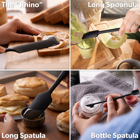 Di Oro Living silicone spatula scraping a jar to the last drop.