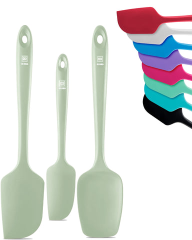 DI ORO Living silicone spatula set 3pc sage, front view, heat-safe for nonstick cookware.