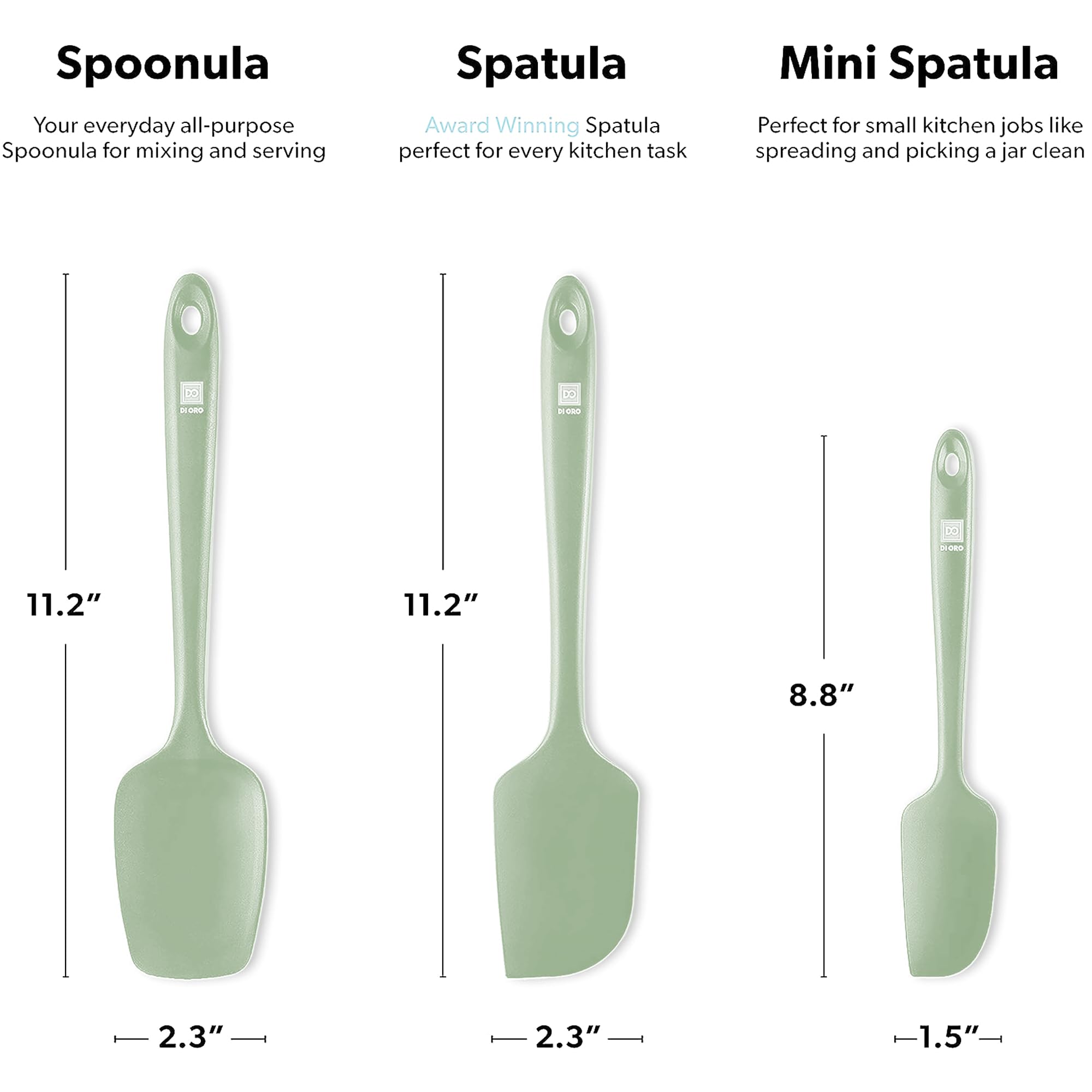 DI ORO Living nonstick-safe spatulas protect cookware while sautéing.