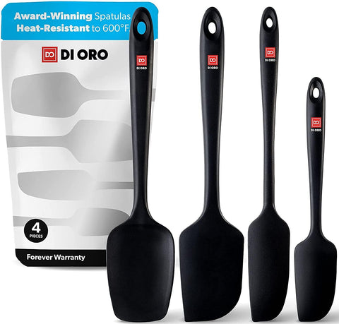 DI ORO Living silicone spatula set in black, ideal for nonstick pans and easy scraping.