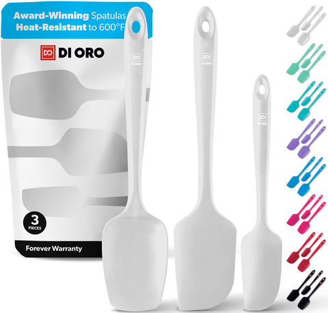 DI ORO Living silicone spatula set lined up for quick prep and culinary organization.