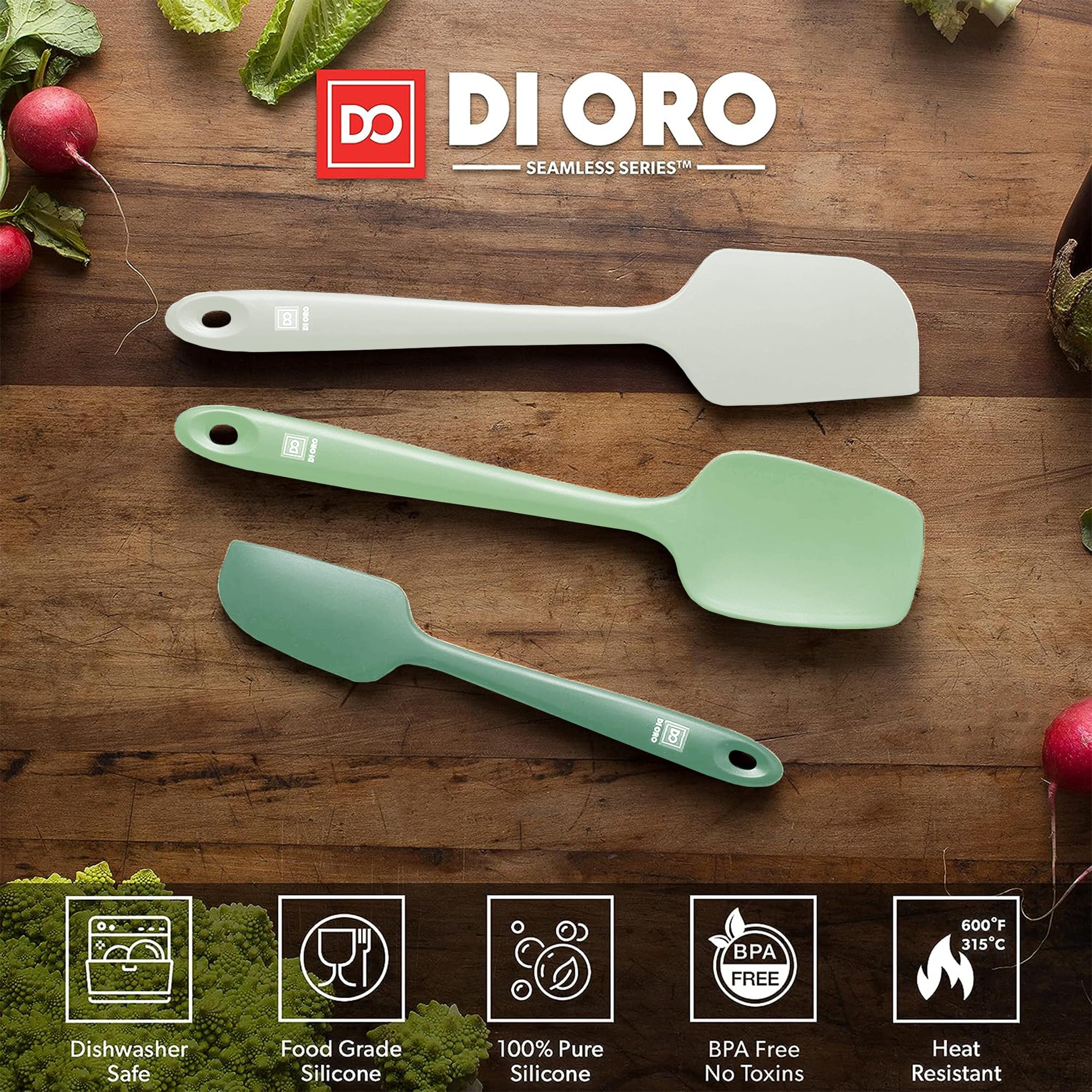 Di Oro Living silicone spatula set pastel 4; ergonomic handle fits comfortably in your hand