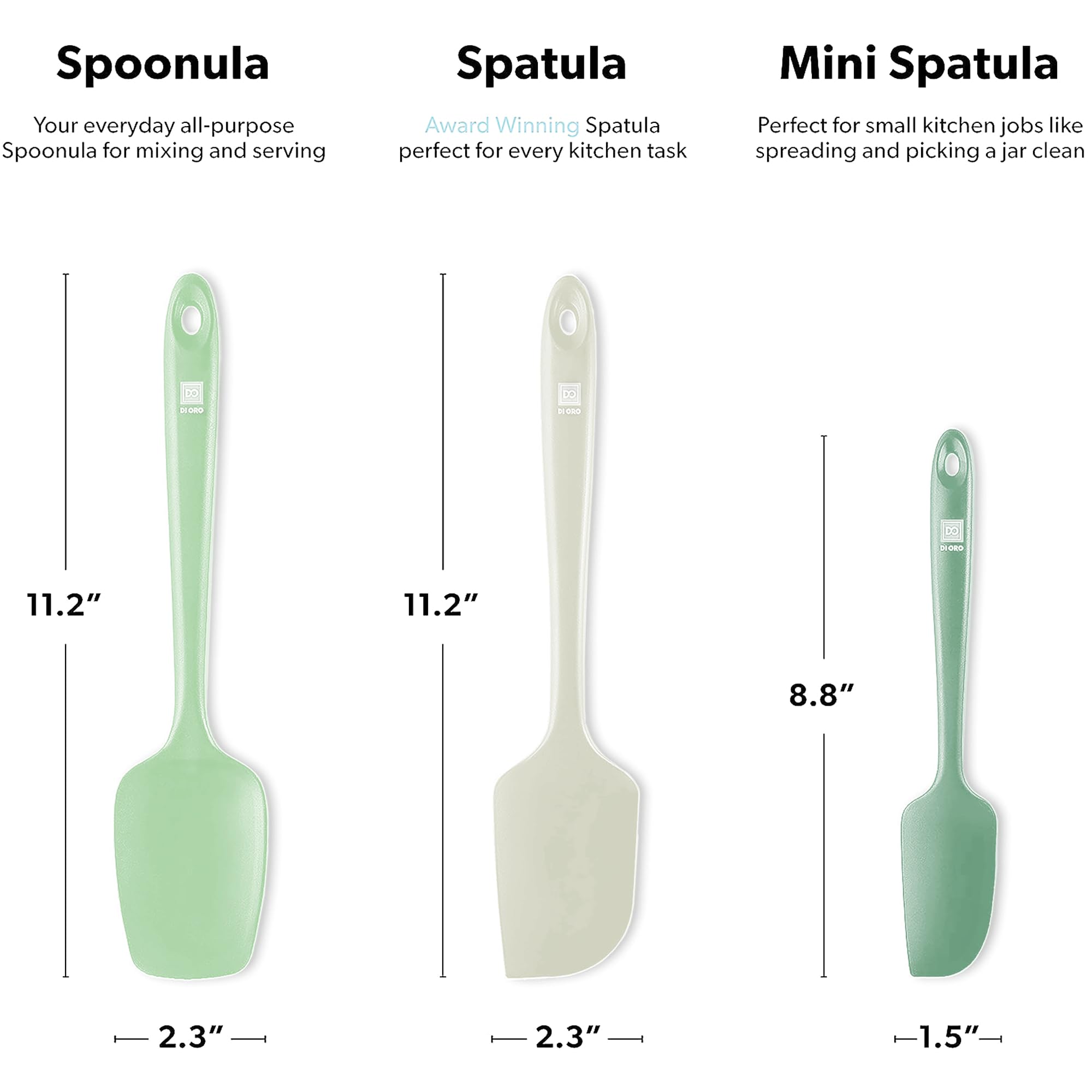 Di Oro Living silicone spatula set pastel 5; dishwasher safe for quick cleanup