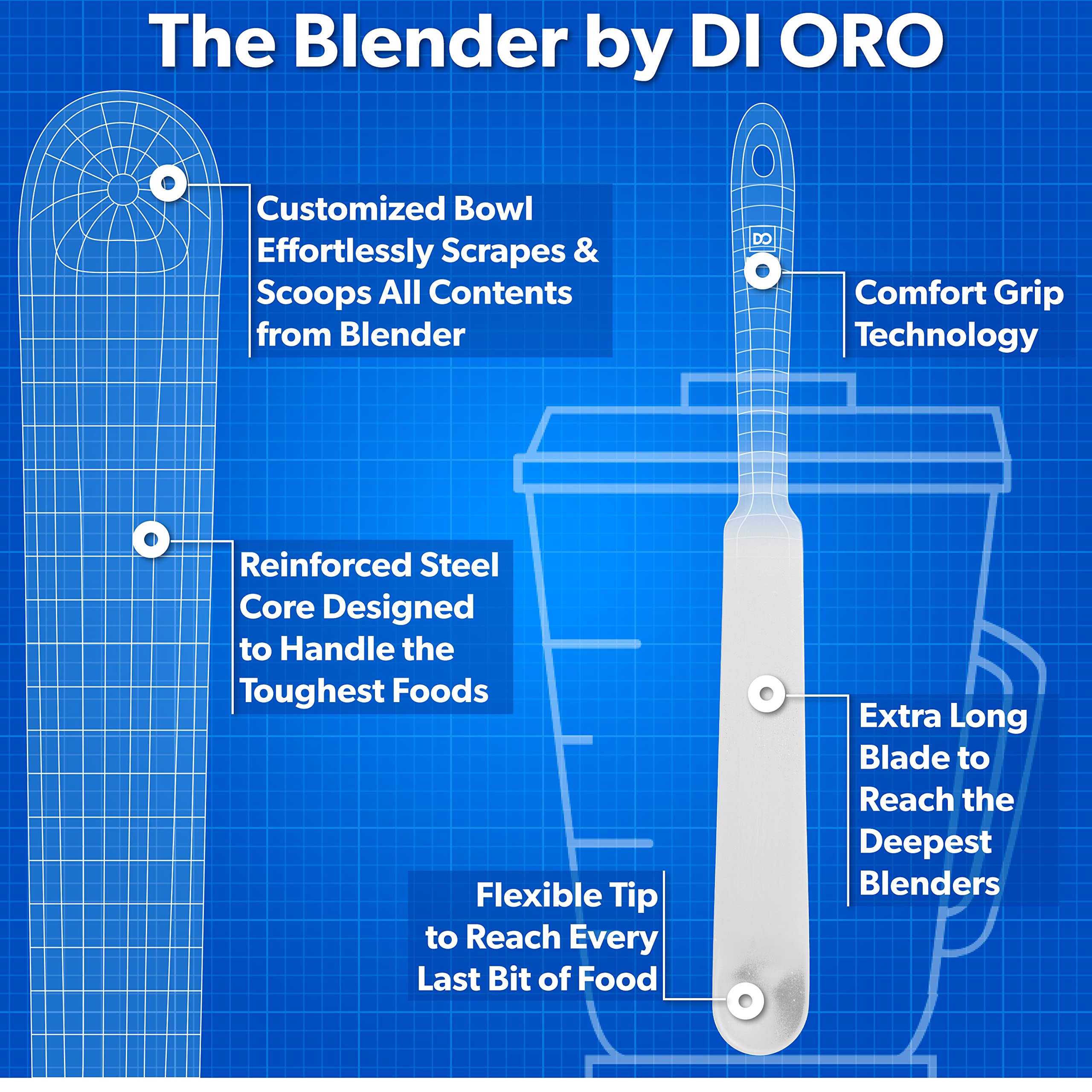 Di Oro Living silicone spatula stone dishwasher-safe label highlights easy cleaning