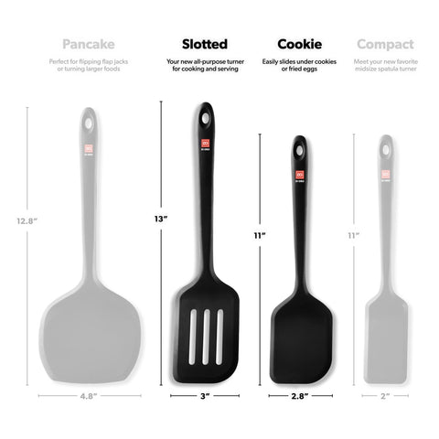 Di Oro Living spatula lifting pancakes with even heat support.