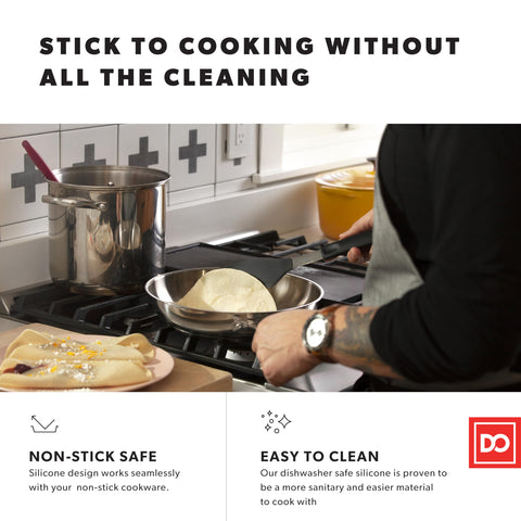 DI ORO Living silicone turners designed for smooth nonstick cookware use.